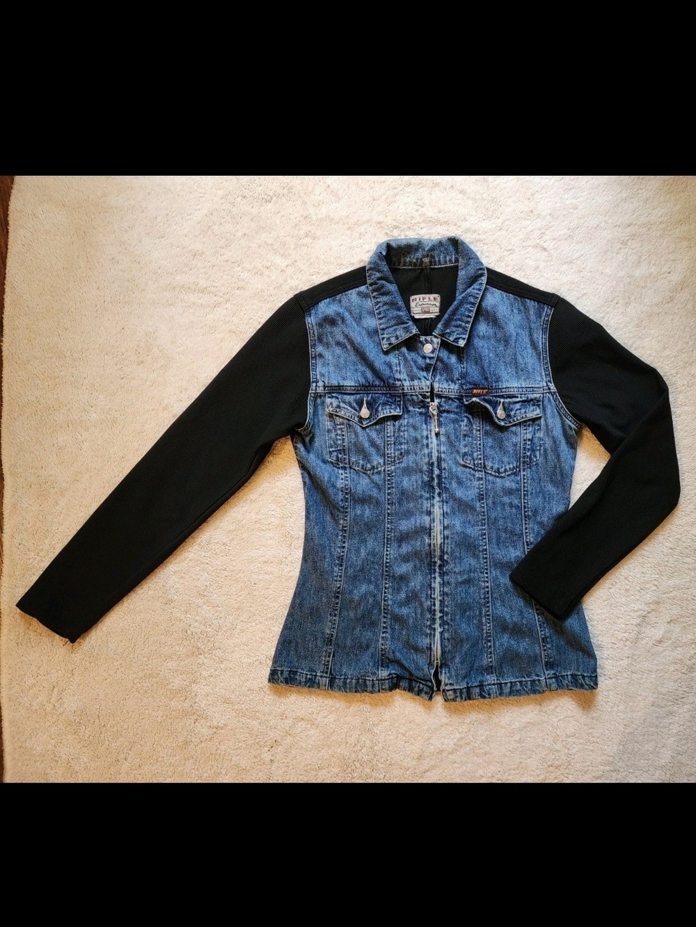 Vintage 90s Y2K Rifle Expression Denim Knit Combo Jacket